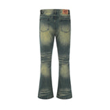 Men Jeans Bell-Bottom Pants Retro Distressed Loose