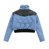 Men Coat PU Leather Stitching Thickening Cotton Coat