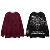 Women Sweater Spider Web Jacquard Oversize Couple