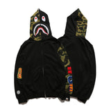 Bathing Ape Hoodie Splicing Camouflage Sweater Male Shark Autumn