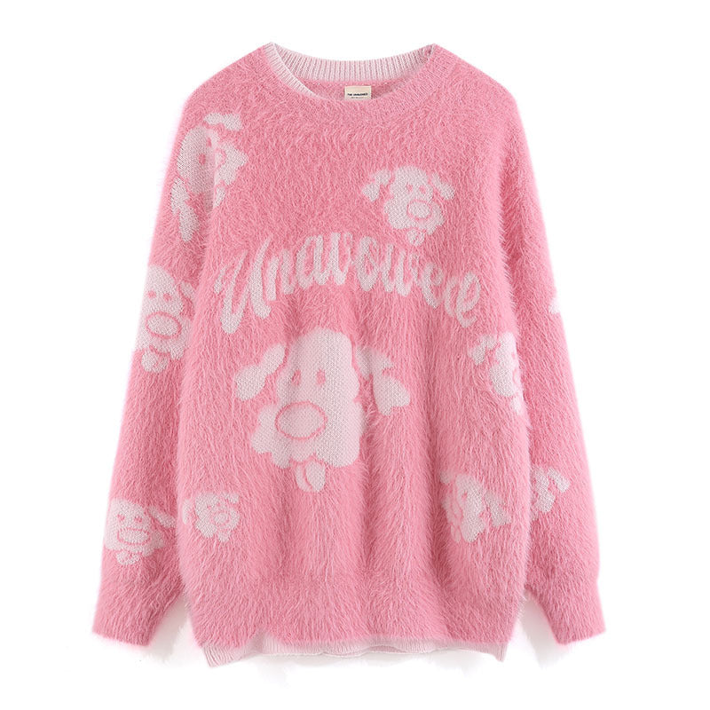 Women Sweater Sweet Cool Cartoon Idle Style Knitted Sweater