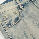 Men Jeans Ripped Distressed Zipper Split