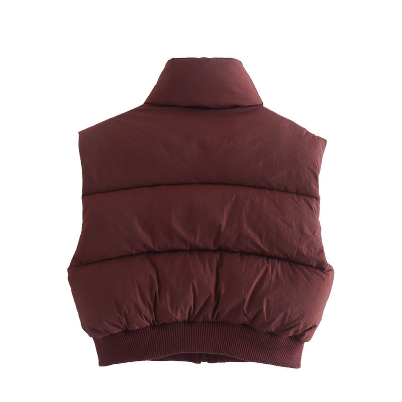 Women Cotton Coat Vest Stand Collar Coat