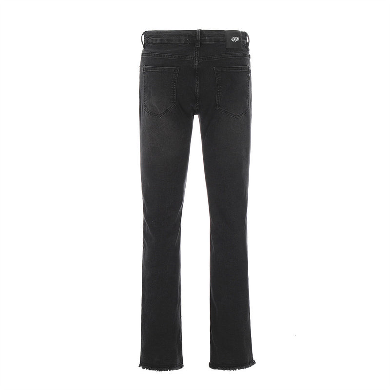 Men Jeans Side Zipper Ripped Punk Casual Burrs