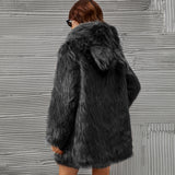 Women Fur Jacket Warm and Cute Long Plush Coat