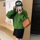 Women Knitted Cardigan College Style Loose Short