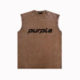 Purple Brand Distressed Tank T Shirts Distressed Sleeveless T-shirt Vest