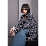 Unisex Shirt Retro Loose Long Sleeve Plaid Shirt
