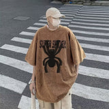 Men T Shirt Vintage Cotton Spider