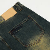 Men Jeans Vintage Distressed Stitching Trousers