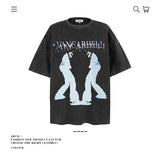 American vintage street T-shirt cotton portrait print men and women summer loose