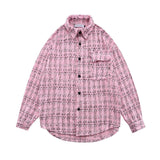 Men Long Sleeved T Shirt Plaid Shirt Long Sleeve Men's Ins Loose Street Lapel Shirt Autumn Coat