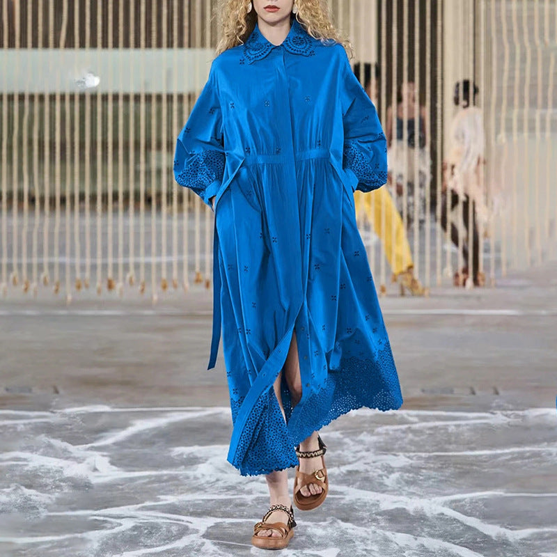 Bohemian Dress Simple Casual Solid Color Hollow out