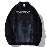 Men's Long Sleeved T Shirt Printed Long Sleeve Shirt Men's Ins Loose Pattern Lapel Shirt Outer Wear