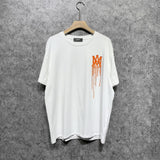 Amiri T Shirt Orange Printed Casual Hip Hop High Street round Neck Short Sleeve T-shirt