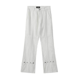 Men Jeans Solid Color Stitching Punk Loose Flared Pants