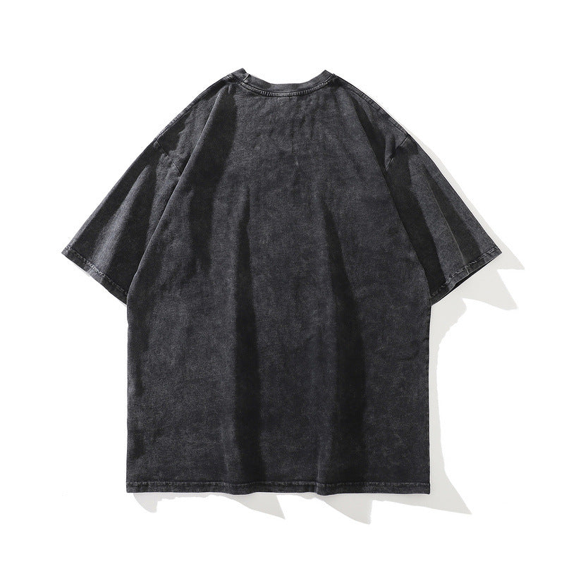 Men T-Shirt Vintage Cartoon Print Oversize Distressed