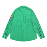 Men Long Sleeve T Shirt Men's Ins Loose Casual Embroidered Lapel Shirt Coat