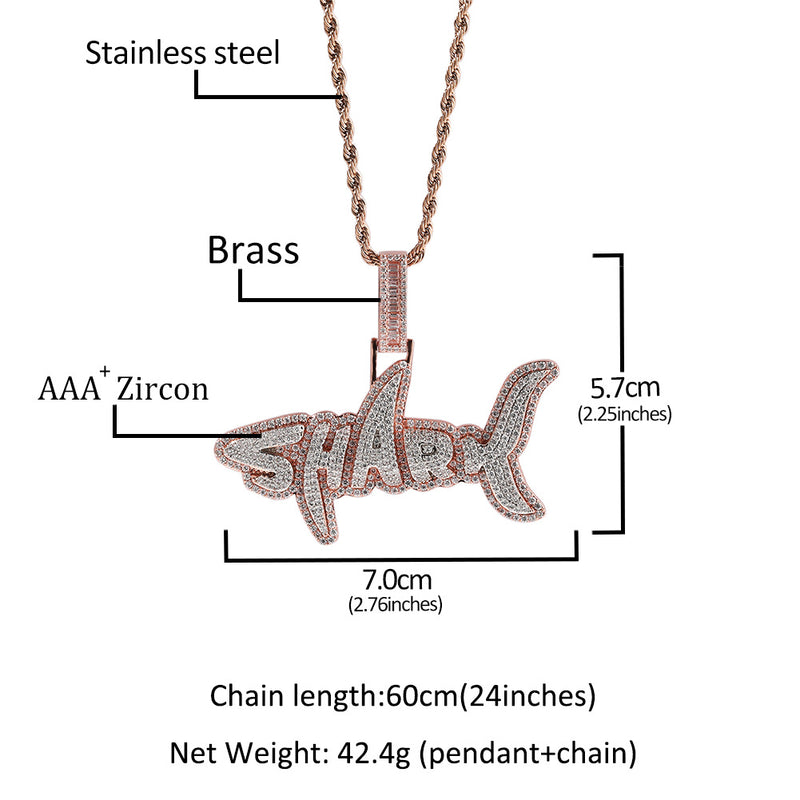 Jewelry Shark Alphabet Hip Hop Necklace with Zircon St. Valentine's Word Up Spectrum