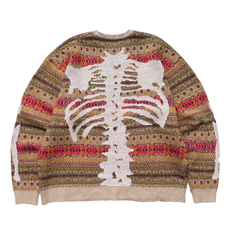Kapital Sweater Kapital Vintage Pingtian Hehong Bone Skeleton round Neck Ethnic Style Vintage Sweater Pullover Sweater