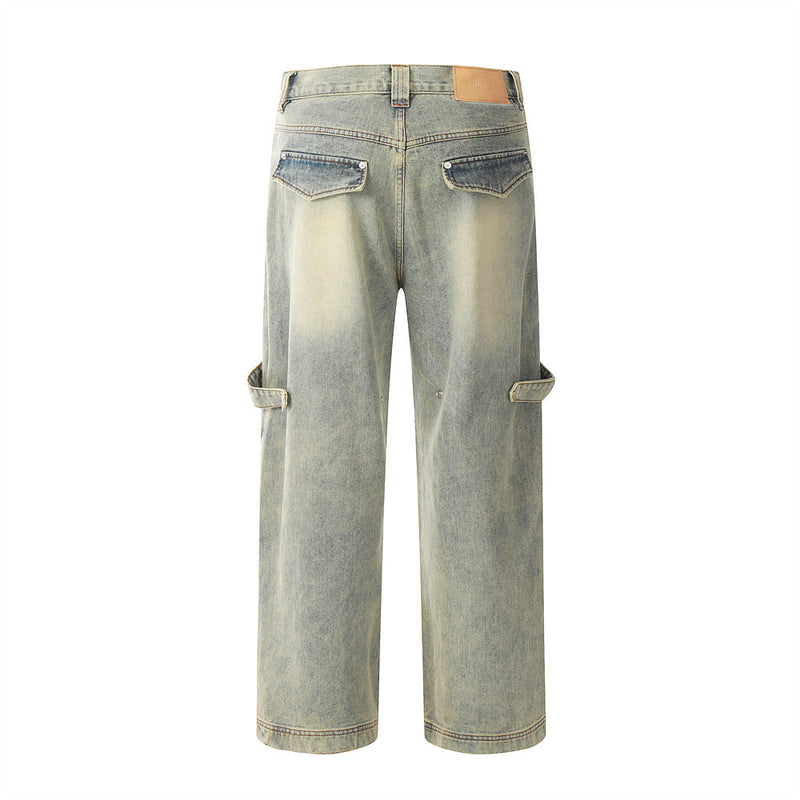 Men Jeans Irregular Stitching Jeans Casual Loose
