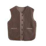 Women Vest Lambswool Casual Multicolor