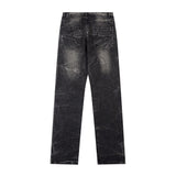 Men Jeans Distressed Pleated Loose Leisure All-Matching