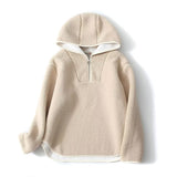 Women Hoodie Loose and Idle Simple Imitation Lamb Wool