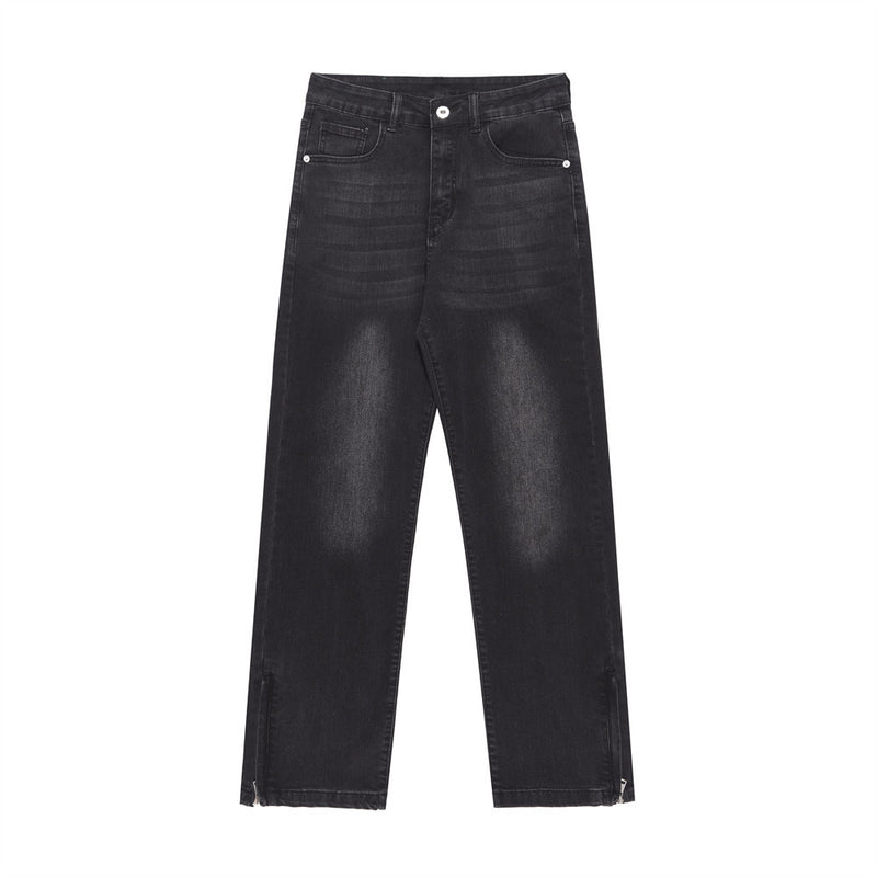 Men Jeans Loose Zip Split Casual