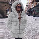 Women Fur Jacket Fashion Push Warm Long-Cut Coat