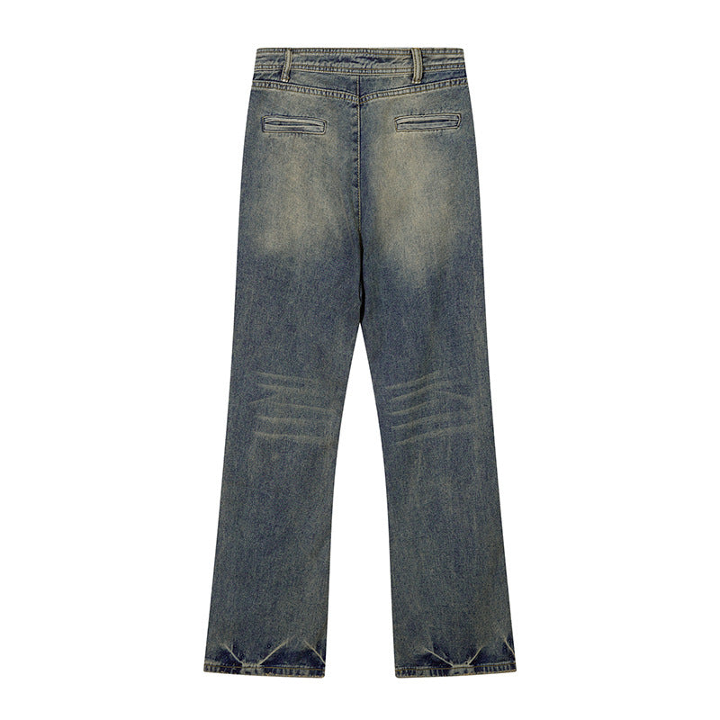 Men Jeans Distressed Bright White Stitching