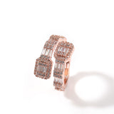 Rings 18K Gold Copper Plated T Square Zircon Ring Spectrum