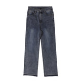 Men Jeans Frayed Retro Loose All-Match