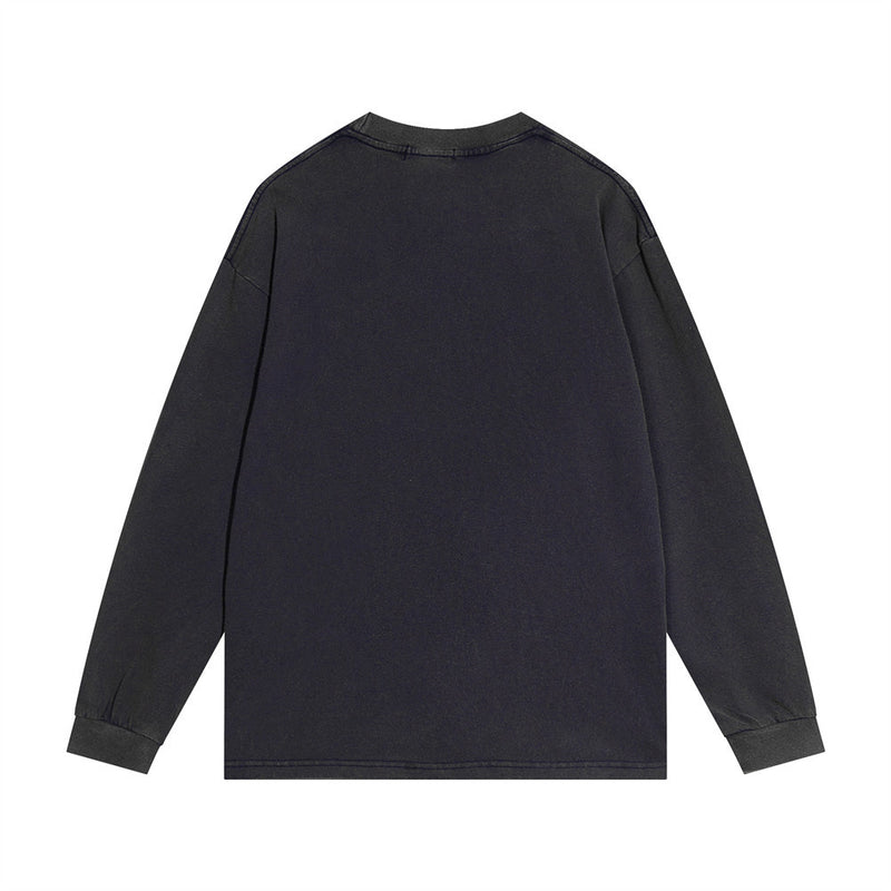 Men Long Sleeve T-Shirt Hip Hop Character Loose Distressed