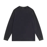 Men Long Sleeve T-Shirt Hip Hop Character Loose Distressed