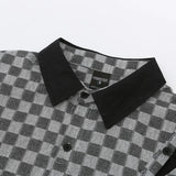 Men Long Sleeved T Shirt Contrast Color Long Sleeves Shirt Spring and Autumn High Street Loose Turn Button Shirt