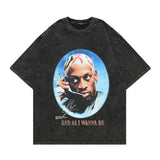 Men T-Shirt Vintage Distressed Rodman Print Loose Cotton