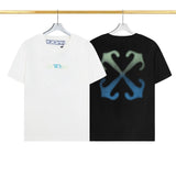 Off White T Shirts OW Color Matching Arrow Pattern Crew Neck Pullover Short Sleeves