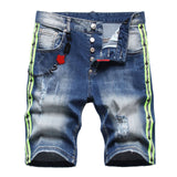 DSQ2 Short Jeans Ripped Patch Slim-fit Stretch Denim Shorts