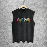 Purple Brand Distressed Tank T Shirts Distressed Sleeveless T-shirt Vest