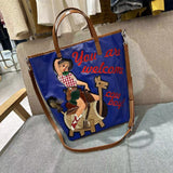 Chh Chrome Heart Leather Bag Embroidered Cartoon Tote Bag