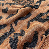 Kapital Sweater Vintage Hida and Macro Japanese Leisure Tiger Pattern Leopard Print Long Sleeve Loose V-neck Knitted Cardigan