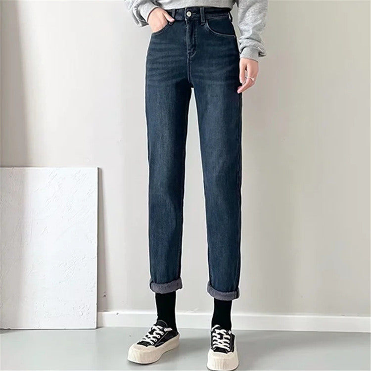 Women Jeans Vintage Fleece-Lined Slimming
