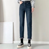 Women Jeans Vintage Fleece-Lined Slimming