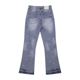 Gallery Dept Jeans with Artistic Ink Splatter and Distressed Flares