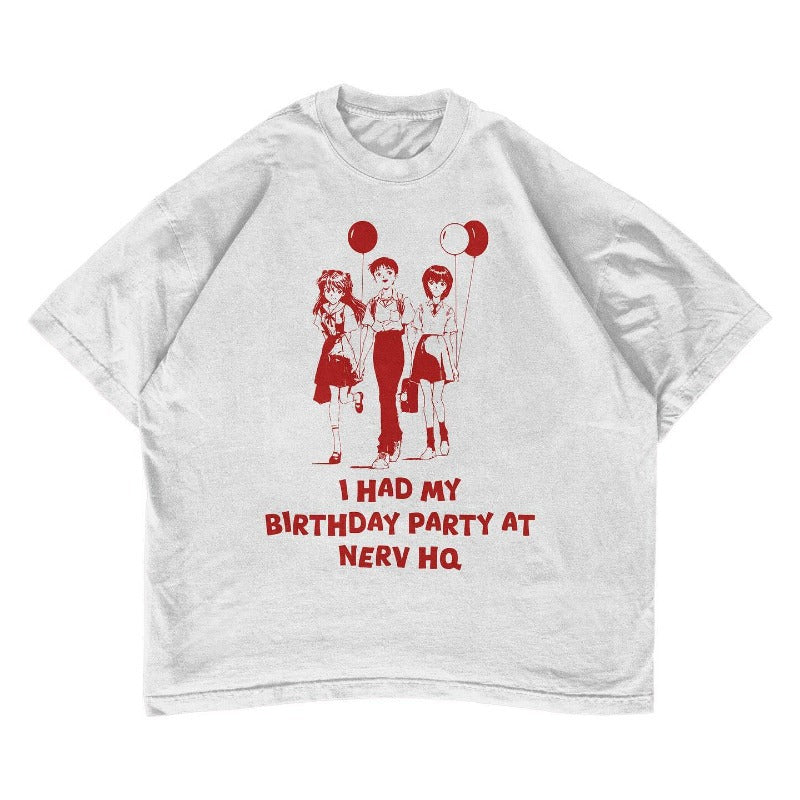 American street anime alphabet print oversized T-shirt