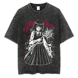Anime Chainsaw Men Washed Tshirt Retro Hip Hop Streetwear