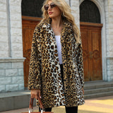 Women Fur Jacket Leopard Print Plush Coat