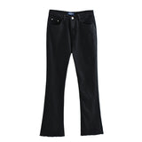 Women Jeans Retro Frayed Flared Pants Slim Stretch