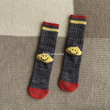 Kapital Sock Hitian Hehong Thick Thread Smiley Face Socks Autumn and Winter Celebrity Thick Knitted Socks Mid-Calf Knitted Wool